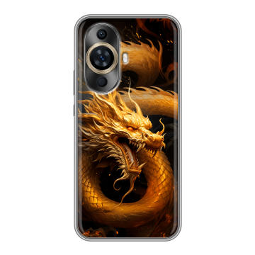 Силиконовый чехол на Huawei Nova 12S с принтом Золотой дракон