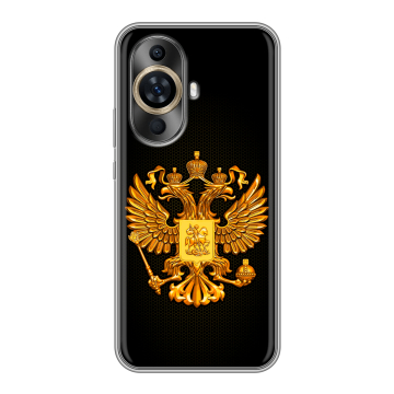Силиконовый чехол на Huawei Nova 12S с принтом Герб России желтый Силиконовый чехол на Huawei Nova 12S с принтом Герб России желтый