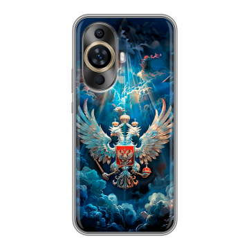 Силиконовый чехол на Huawei Nova 12S с принтом Герб флаг России