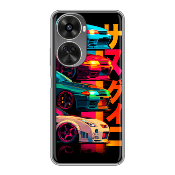 Силиконовый чехол на Huawei Nova 12SE с принтом Гоночные машины