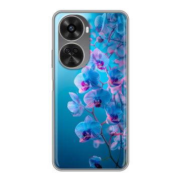 Силиконовый чехол на Huawei Nova 12SE с принтом голубые орхидеи Силиконовый чехол на Huawei Nova 12SE с принтом голубые орхидеи