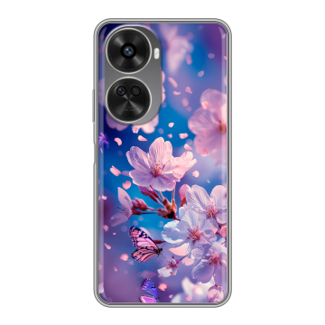 Силиконовый чехол на Huawei Nova 12SE с принтом цветы бабочки Силиконовый чехол на Huawei Nova 12SE с принтом цветы бабочки