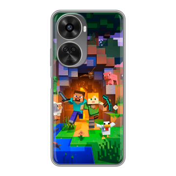 Силиконовый чехол на Huawei Nova 12SE с принтом Майнкрафт Minecraft