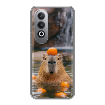 Силиконовый чехол на Oneplusnordce4 с принтом Капибара с апельсином Силиконовый чехол на Oneplusnordce4 с принтом Капибара с апельсином