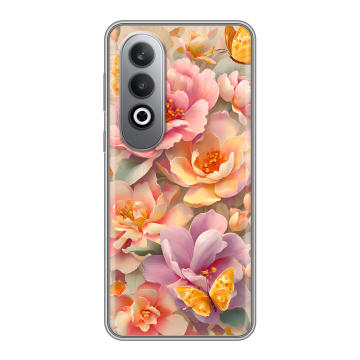 Силиконовый чехол на Oneplusnordce4 с принтом Цветы и бабочки