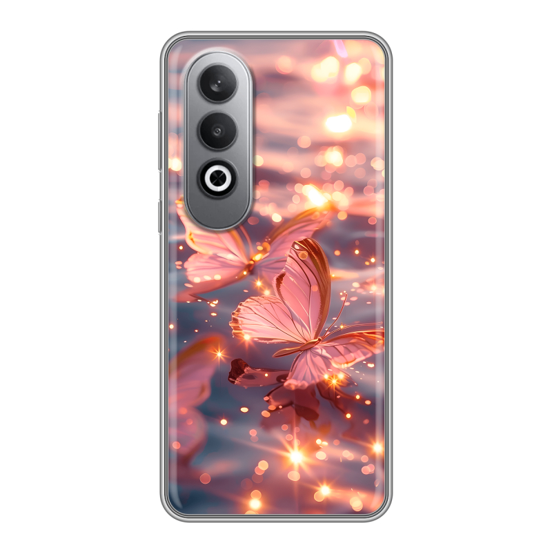 Силиконовый чехол на Oneplusnordce4 с принтом бабочки розовые Силиконовый чехол на Oneplusnordce4 с принтом бабочки розовые