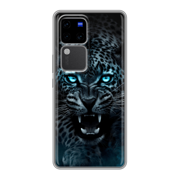 Силиконовый чехол на Vivo V30 Pro с принтом Темный леопард Силиконовый чехол на Vivo V30 Pro с принтом Темный леопард