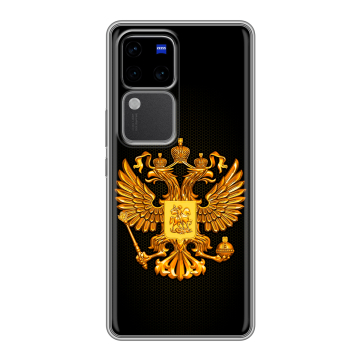 Силиконовый чехол на Vivo V30 Pro с принтом Герб России желтый Силиконовый чехол на Vivo V30 Pro с принтом Герб России желтый