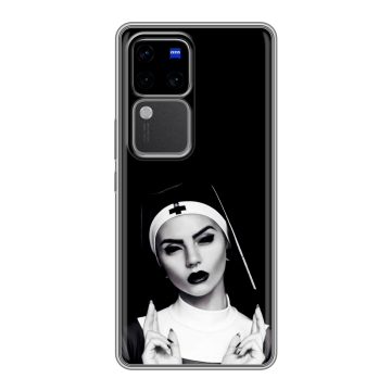 Силиконовый чехол на Vivo V30 Pro с принтом монашка
