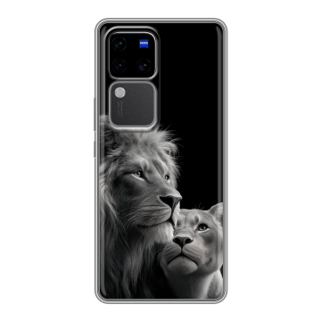Силиконовый чехол на Vivo V30 Pro с принтом Лев кошки