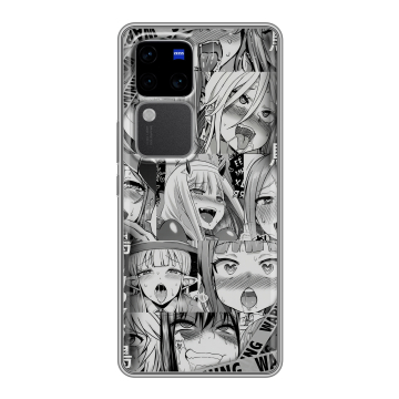 Силиконовый чехол на Vivo V30 Pro с принтом Ahegao Ахегао Аниме