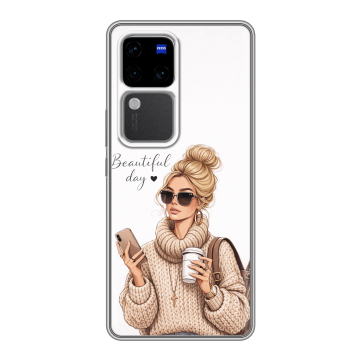 Силиконовый чехол на Vivo V30 Pro с принтом женский