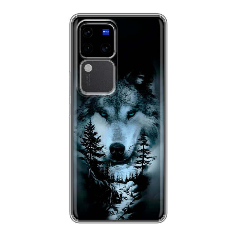 Силиконовый чехол на Vivo V30 Pro с принтом Лесной волк Силиконовый чехол на Vivo V30 Pro с принтом Лесной волк