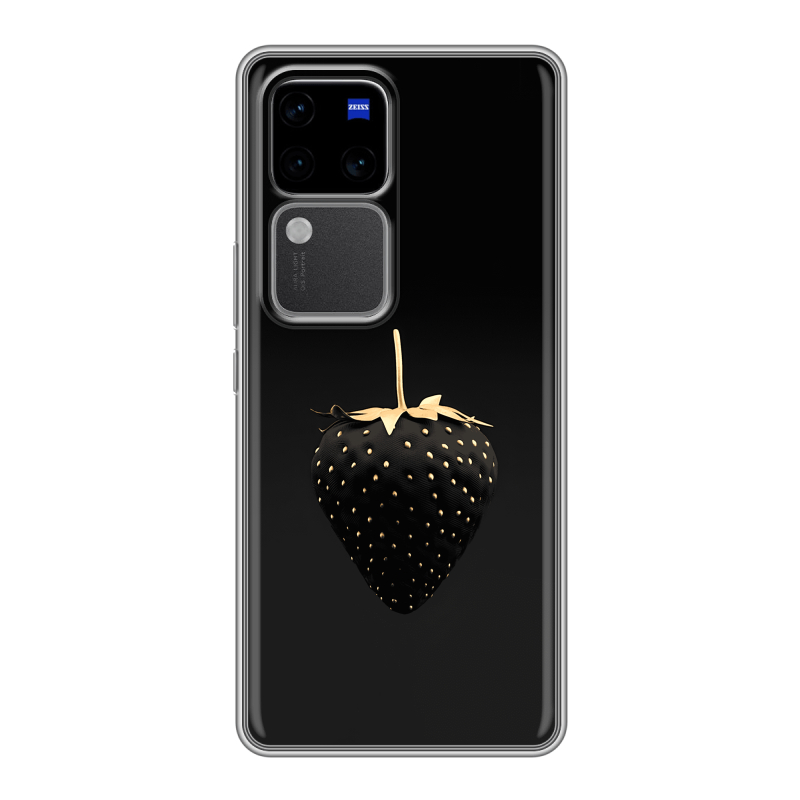 Силиконовый чехол на Vivo V30 Pro с принтом Черная клубника Силиконовый чехол на Vivo V30 Pro с принтом Черная клубника