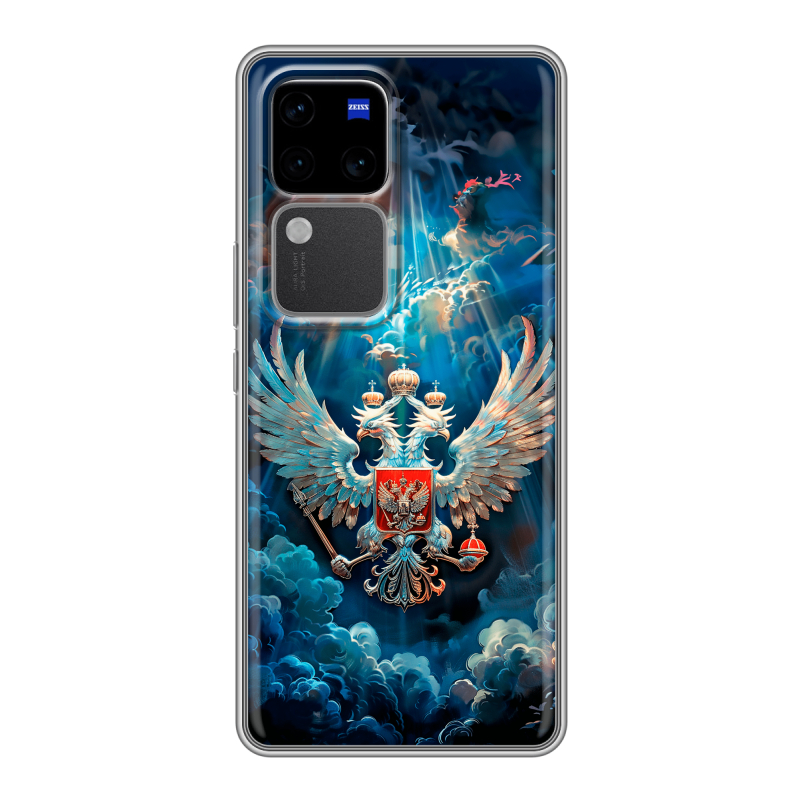 Силиконовый чехол на Vivo V30 Pro с принтом Герб флаг России Силиконовый чехол на Vivo V30 Pro с принтом Герб флаг России