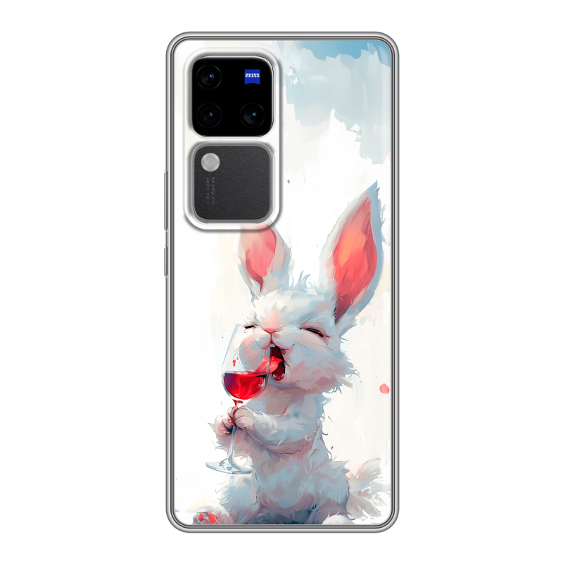 Силиконовый чехол на Vivo V30 Pro с принтом кролик зайчик Силиконовый чехол на Vivo V30 Pro с принтом кролик зайчик