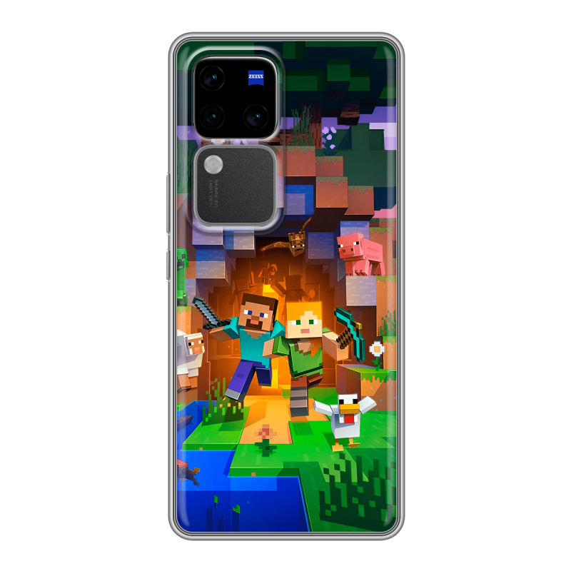 Силиконовый чехол на Vivo V30 Pro с принтом Майнкрафт Minecraft Силиконовый чехол на Vivo V30 Pro с принтом Майнкрафт Minecraft