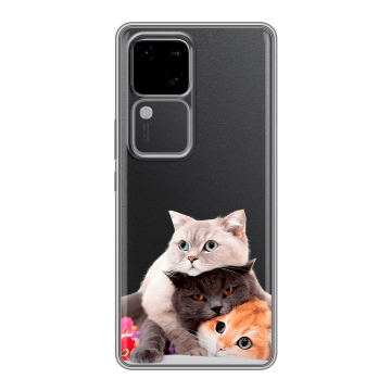 Силиконовый чехол на Vivo S18 с принтом Кошки