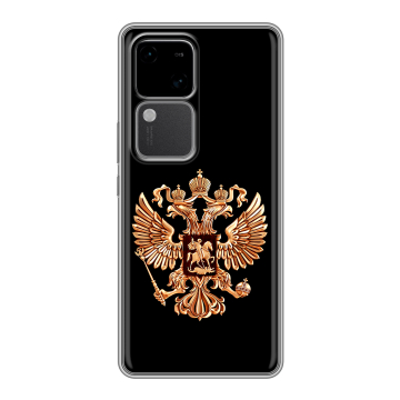 Силиконовый чехол на Vivo S18 с принтом Герб России золотой Силиконовый чехол на Vivo S18 с принтом Герб России золотой