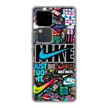 Силиконовый чехол на Vivo S18 с принтом найк nike черный