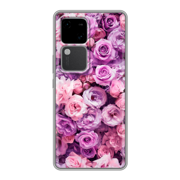 Силиконовый чехол на Vivo S18 с принтом лавандовые розы