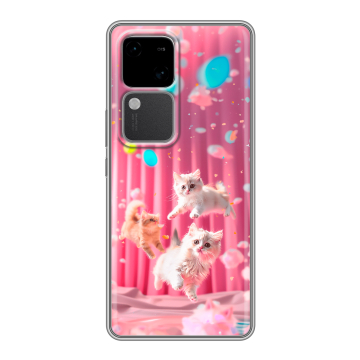 Силиконовый чехол на Vivo S18 с принтом милые котики