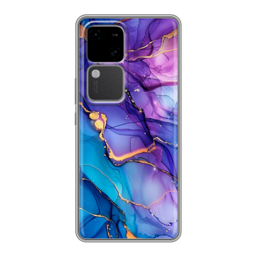 Силиконовый чехол на Vivo S18 с принтом синий мрамор