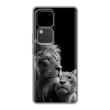 Силиконовый чехол на Vivo S18 с принтом Лев кошки