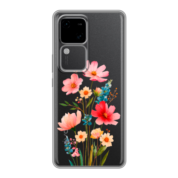 Силиконовый чехол на Vivo S18 с принтом Цветы
