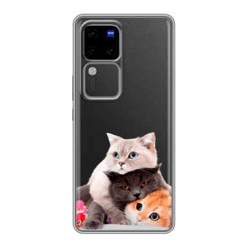 Силиконовый чехол на Vivo S18 Pro с принтом Кошки Силиконовый чехол на Vivo S18 Pro с принтом Кошки