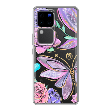 Силиконовый чехол на Vivo S18 Pro с принтом Бабочки и цветы Силиконовый чехол на Vivo S18 Pro с принтом Бабочки и цветы