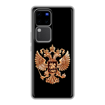 Силиконовый чехол на Vivo S18 Pro с принтом Герб России золотой