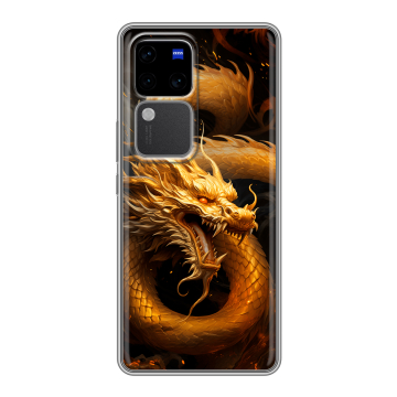 Силиконовый чехол на Vivo S18 Pro с принтом Золотой дракон