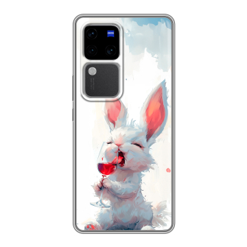 Силиконовый чехол на Vivo S18 Pro с принтом кролик зайчик Силиконовый чехол на Vivo S18 Pro с принтом кролик зайчик