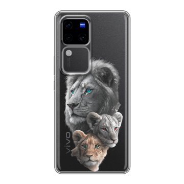 Силиконовый чехол на Vivo S18 Pro с принтом Львы Силиконовый чехол на Vivo S18 Pro с принтом Львы