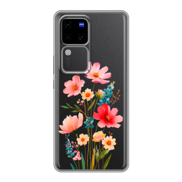 Силиконовый чехол на Vivo S18 Pro с принтом Цветы Силиконовый чехол на Vivo S18 Pro с принтом Цветы