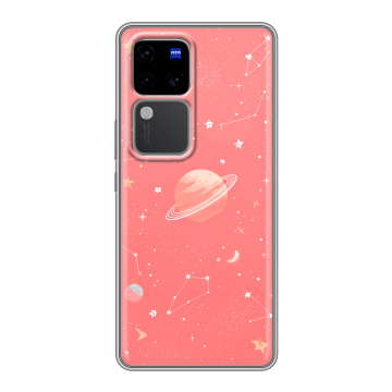 Силиконовый чехол на Vivo S18 Pro с принтом Розовый космос Силиконовый чехол на Vivo S18 Pro с принтом Розовый космос