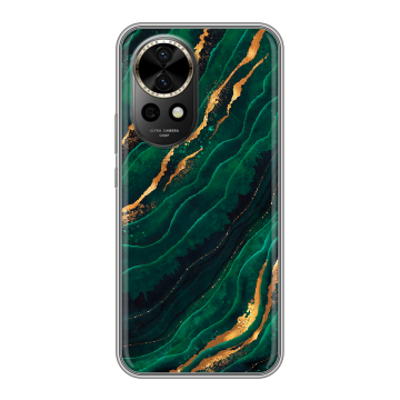 Силиконовый чехол на Huawei Nova 12 Pro с принтом Мрамор зеленое золото Силиконовый чехол на Huawei Nova 12 Pro с принтом Мрамор зеленое золото