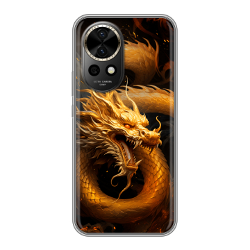 Силиконовый чехол на Huawei Nova 12 Pro с принтом Золотой дракон