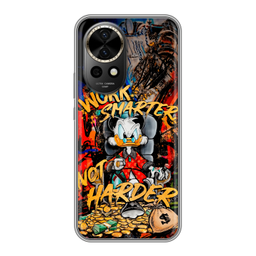 Силиконовый чехол на Huawei Nova 12 Pro с принтом Дональд Дак Деньги
