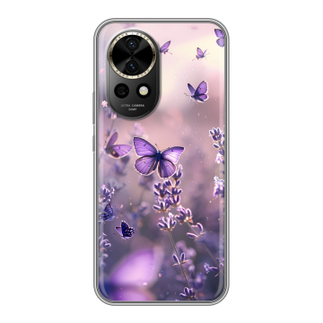 Силиконовый чехол на Huawei Nova 12 Pro с принтом бабочки и лаванда