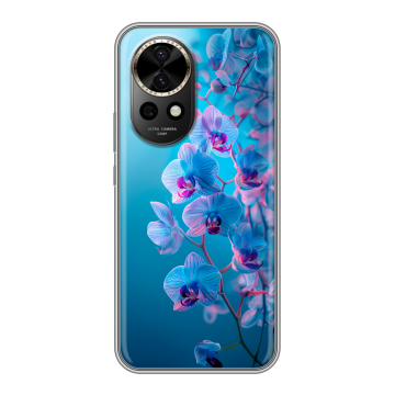 Силиконовый чехол на Huawei Nova 12 Pro с принтом голубые орхидеи Силиконовый чехол на Huawei Nova 12 Pro с принтом голубые орхидеи
