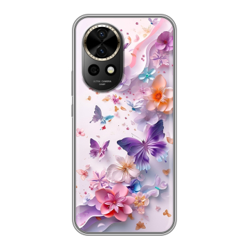 Силиконовый чехол на Huawei Nova 12 Pro с принтом цветы бабочки