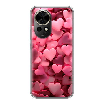 Силиконовый чехол на Huawei Nova 12 Pro с принтом розовые сердечки Силиконовый чехол на Huawei Nova 12 Pro с принтом розовые сердечки