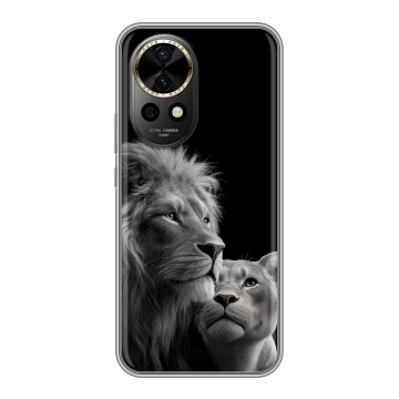 Силиконовый чехол на Huawei Nova 12 Pro с принтом Лев кошки