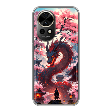 Силиконовый чехол на Huawei Nova 12 Pro с принтом Дракон Японский