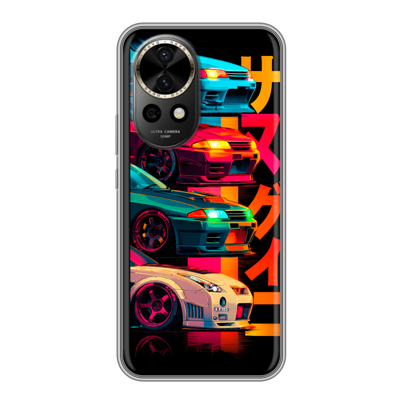 Силиконовый чехол на Huawei Nova 12 Pro с принтом Гоночные машины Силиконовый чехол на Huawei Nova 12 Pro с принтом Гоночные машины