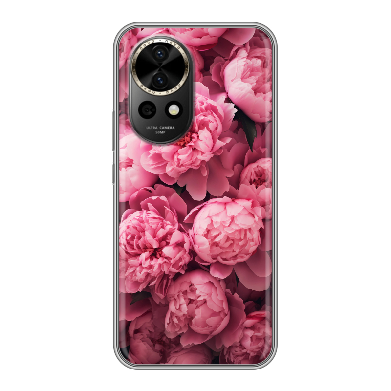 Силиконовый чехол на Huawei Nova 12 Pro с принтом цветы пионы Силиконовый чехол на Huawei Nova 12 Pro с принтом цветы пионы