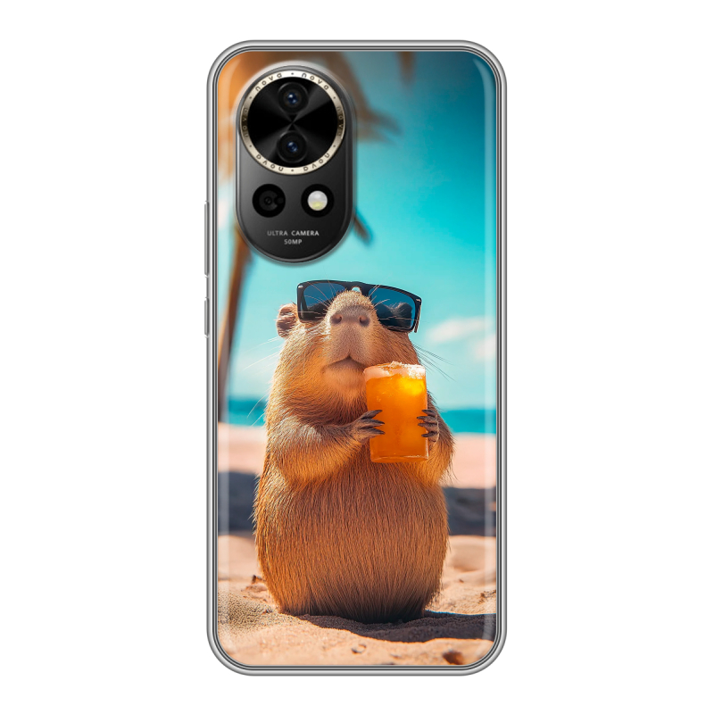 Силиконовый чехол на Huawei Nova 12 Pro с принтом Капибара Силиконовый чехол на Huawei Nova 12 Pro с принтом Капибара