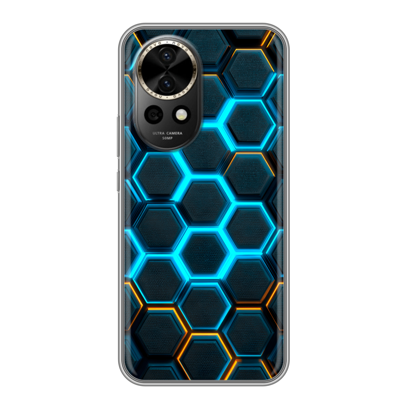 Силиконовый чехол на Huawei Nova 12 Pro с принтом Неоновые соты Силиконовый чехол на Huawei Nova 12 Pro с принтом Неоновые соты